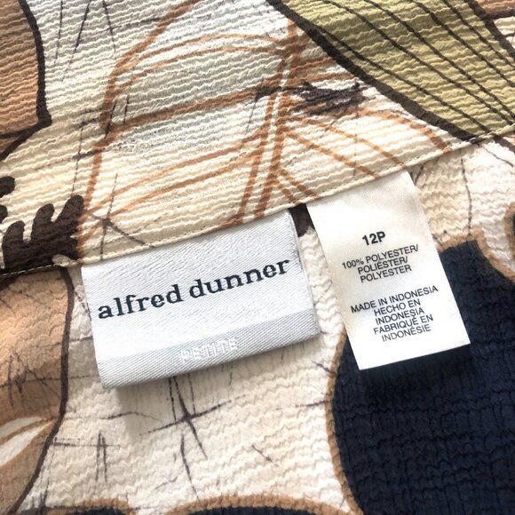 ALFRED DUNNER Tropical Leaf Patterns Collared Button-Up Blouse Sz 12P - Picture 5 of 5